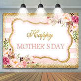 Lofaris Golden Bokeh and Pink Stripe Backdrop for Mothers Day